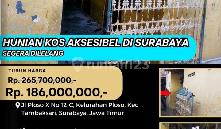 Jual Rumah (Kos) Lelang Bank di Surabaya (Jl. Ploso X No. 12-C Jual Rumah (Kos) Lelang Bank di Surabaya (Jl. Ploso X No. 12-C