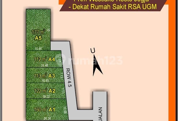 Tanah SHM 113 M2 Sleman, Yogyakarta Dalam Ringroad, Jl. Kabupaten Dekat Tol Jogja-Solo