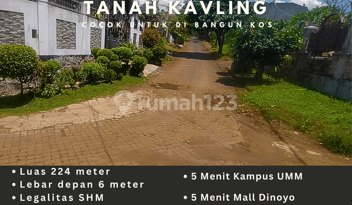 Kos Kosan Dijual untuk Bangun Kost Jalan Paving 6 Meter 5 Menit Kampus Uin Malang