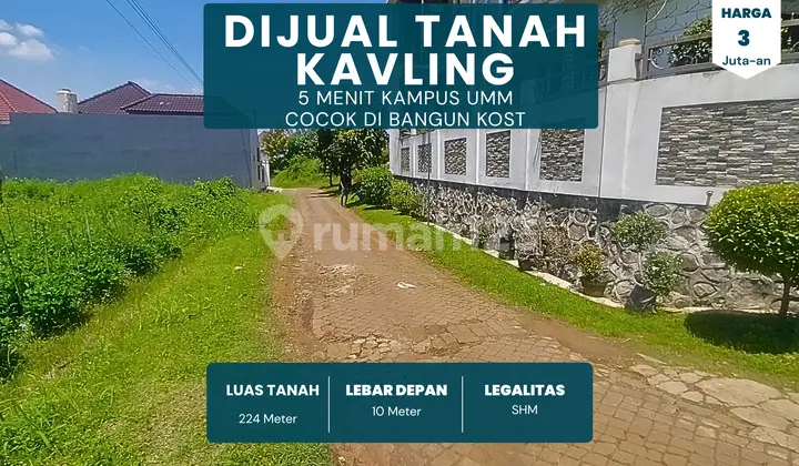 Jalan Paving 6 Meter 5 Menit Kampus Brawijaya Malang Rukost Premium untuk Dibangun Rukost