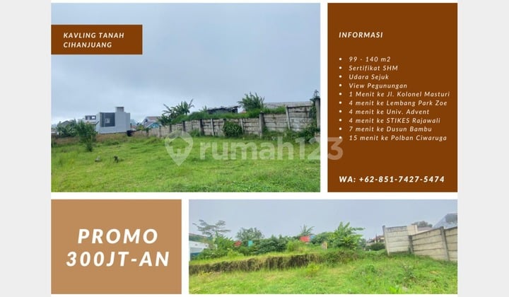 Lot 101M2 Cihanjuang Near Curug Pelangi Starting from 300 Million