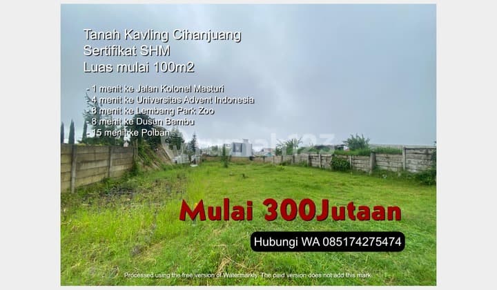 Tanah Kavling Cihanjuang Mulai 300 Jutaan Dekat Cimahi Utara