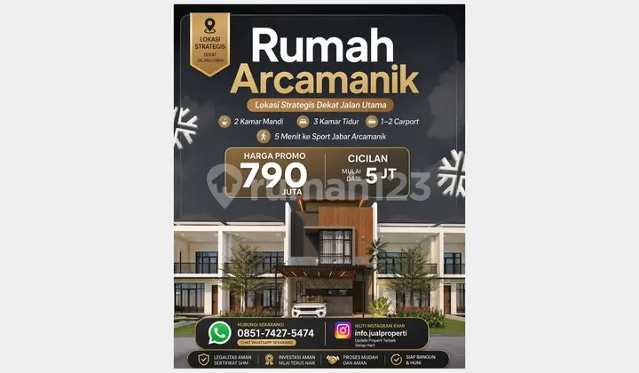 Rumah 3 Kamar Tidur Strategis Dekat Antapani Arcamanik Bandung