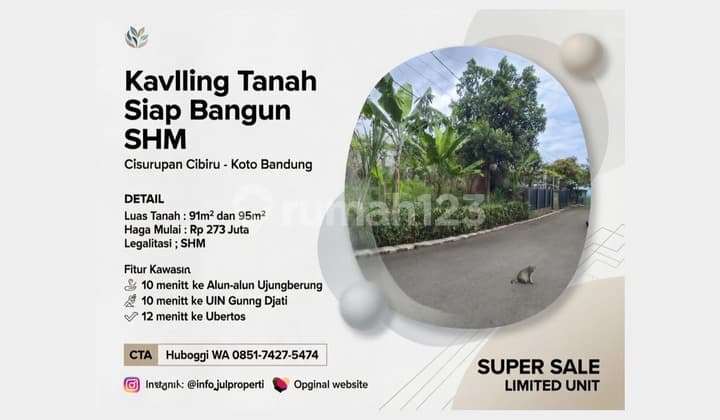 Jual Kavling Tanah SHM Cisurupan Kota Bandung Dekat Uin