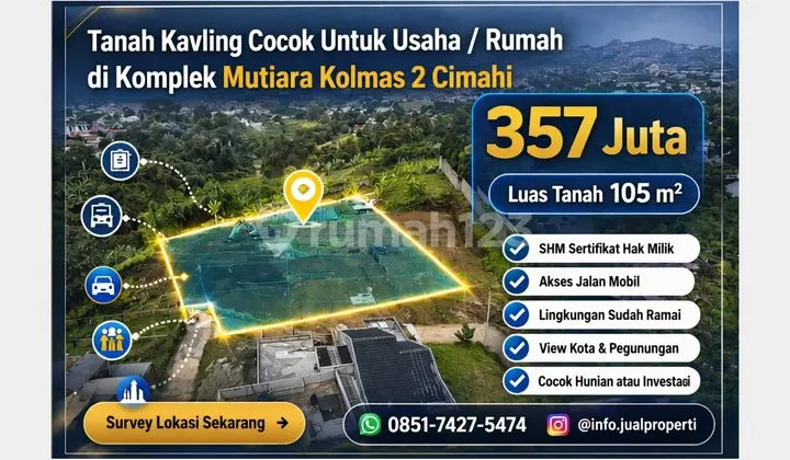 Tanah SHM 10 Menit ke Pasteur Kolonel Masturi Cimahi