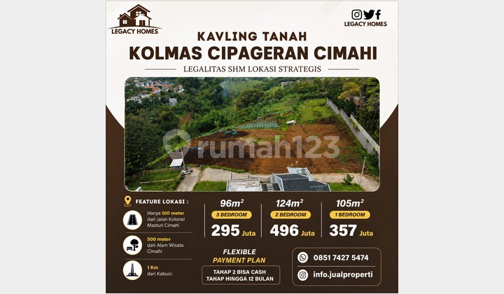 Tanah Kavling SHM Kolonel Masturi Cimahi Strategis Siap Bangun