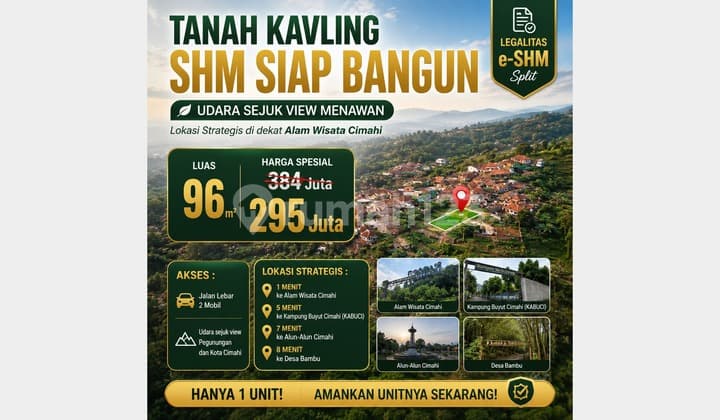 KAWALING MATANG, NEAR CIMAHI CITY CENTER, FLOOD-FREE, FREEHOLD TITLE (SHM), NEAR CIMAHI NATURE TOURISM