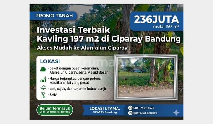 Kavling Tanah SHM di Ciparay Elok Bandung - Luas 197 M²