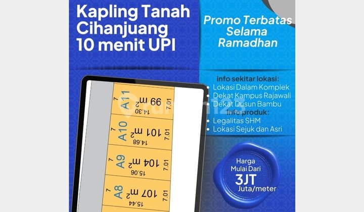 Dijual Tanah Kapling Cihanjuang 2 Menit ke Universitas Advent