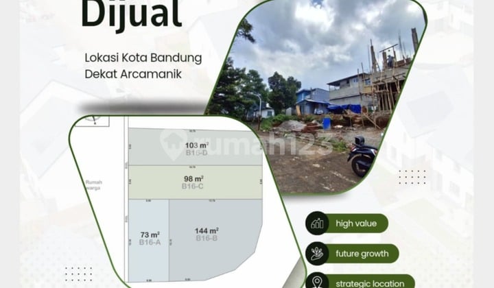 Tanah Arcamanik Hook View Kota Bandung SHM Siap Bangun
