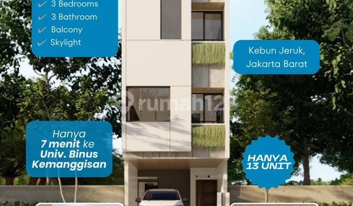 Rumah Rooftop Modern 3 Lantai, Strategis 30 Menit Scbd Area - SHM