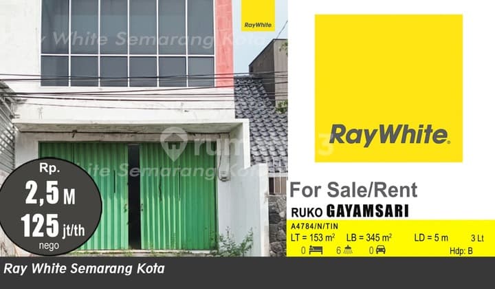 Ruko Butuh Renovasi Dijual / Disewa di Semarang Timur (A4784)