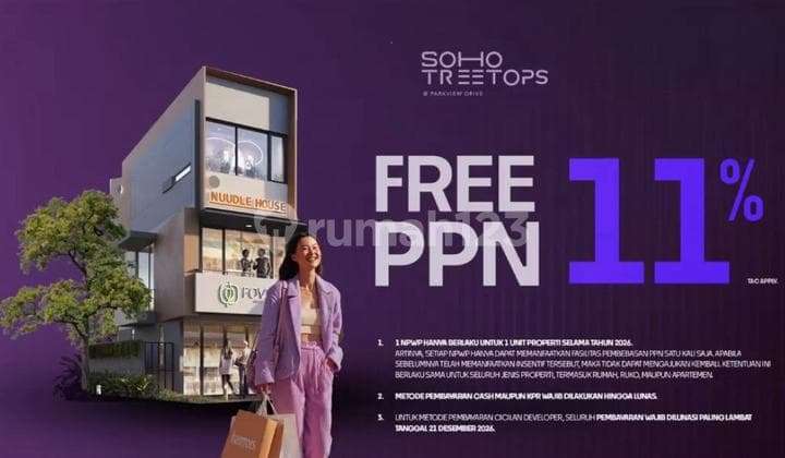 Early Bird Deal! Rumah 3 Lantai Modern Cuma 888 Juta Free PPN