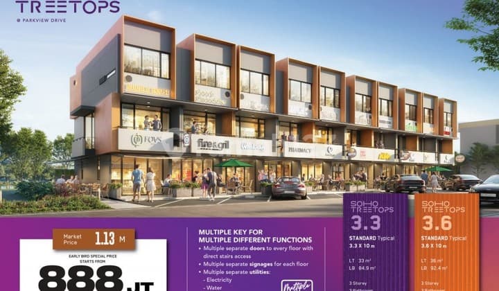 Soho Compact Premium 3 Lantai Backyard Terluas & Free PPN Park Serpong