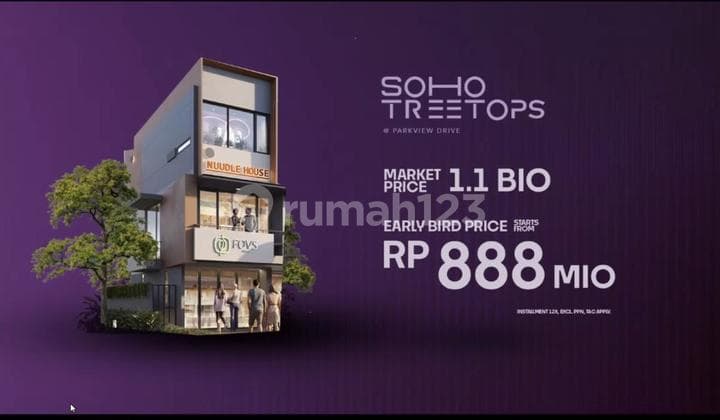 Soho 3 Lantai Harga 888 Juta! Free PPN + Bonus Alfresco & Backyard