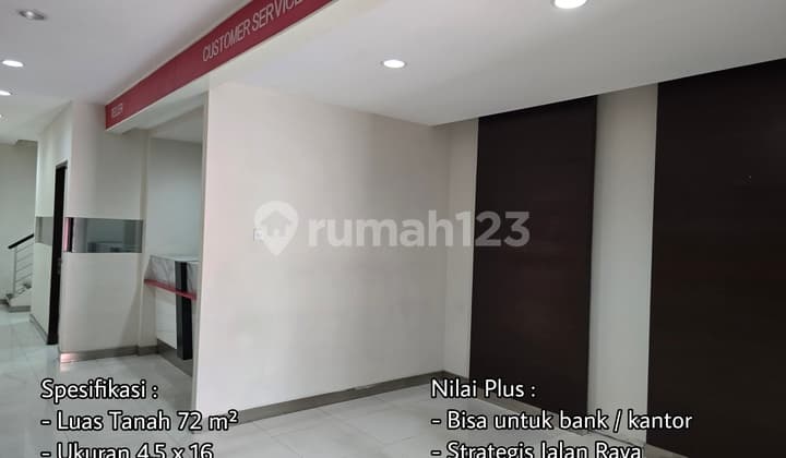 Sewa Ruko Kantor Bekas Bank Jalan Raya Pusat Tengah Kota Surabaya