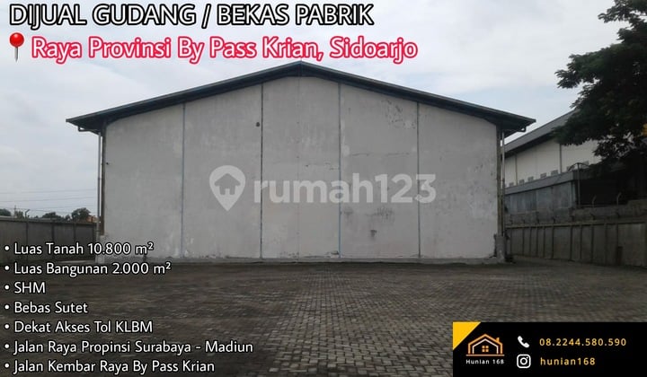 Gudang Tanah Industri Bekas Pabrik Jalan Raya Propinsi Provinsi By Pass ByPass Krian Sidoarjo