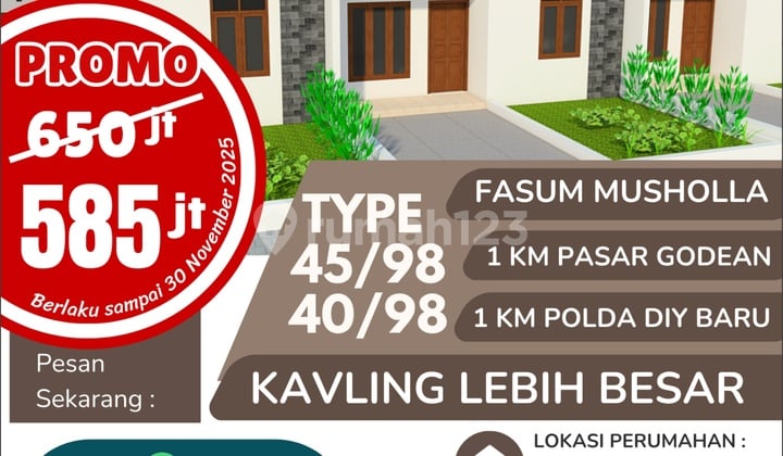 Graha Assalam Mertosutan type 45/98 lokasi 30 menit dari UGM