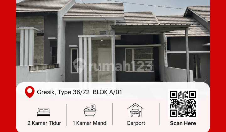 Rumah Type 36/72 Blok A01: DP 0, Langsung Huni!