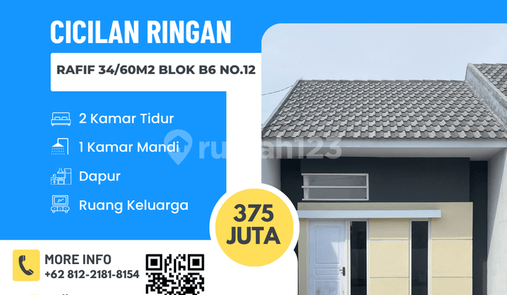 Rumah RAFIF 34/60 Blok B6 No.12: DP 0 Dekat Tol Tanpa Perantara