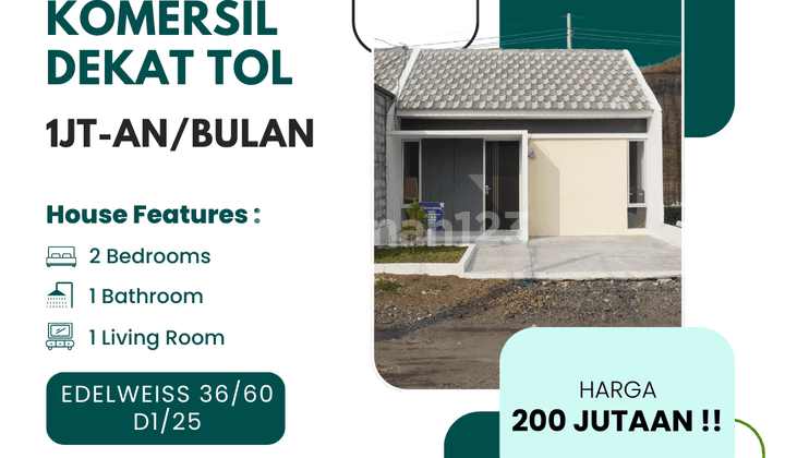 Dijual Rumah Edelweiss 36/60 Blok D1/26, Hunian Keluarga DP 0%