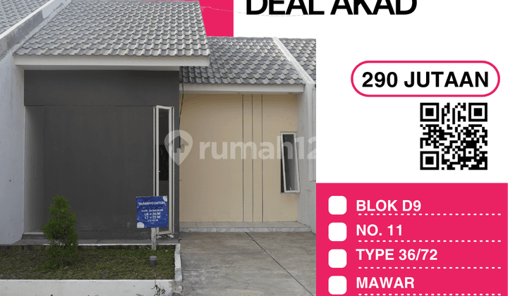 Rumah Mawar 36/72 – Blok D9/11: DP 0 Rupiah, 500 Ribu Biaya UTJ