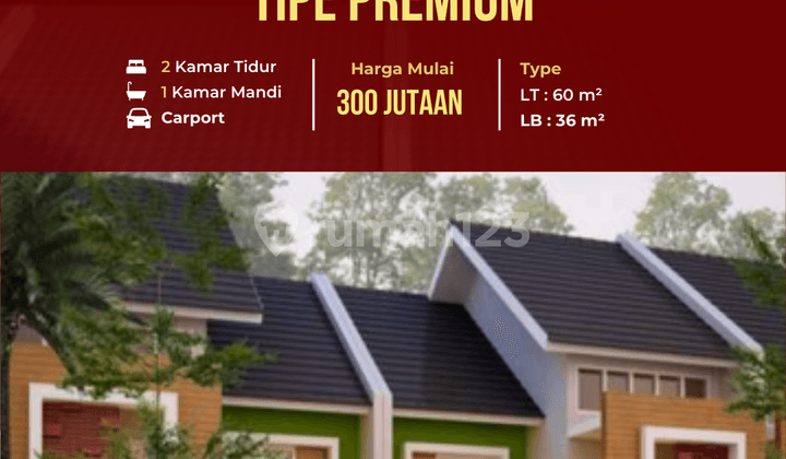 Rumah Eksklusif Tipe Premium 36/72 Blok B1-3, cicilan 1 jt an