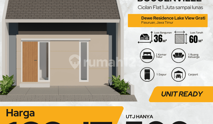Dijual Rumah Tipe Bougenville Blok A6 di Gadingrejo Pasuruan