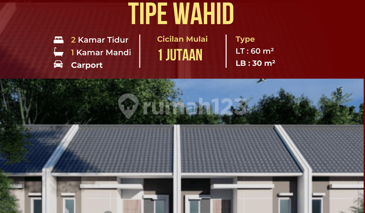Rumah Dijual Tipe Wahid Blok B8-3, Cicilan Ringan, DP 0%,