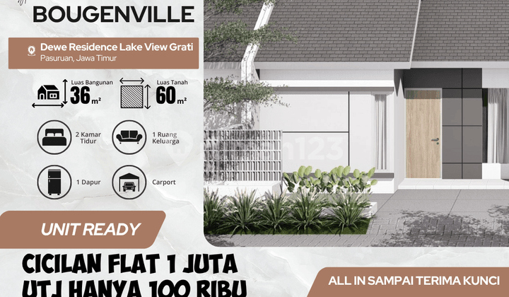 PROMO Rumah Bougenville, Cicilan Flat 1 Juta Hingga Lunas