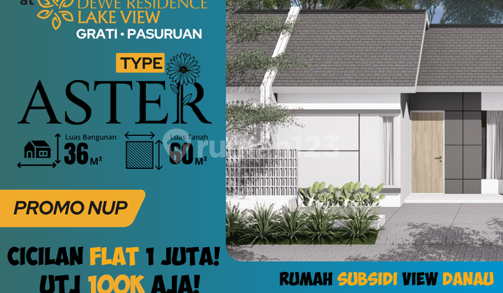 Rumah Subsidi Type Aster DP 0% cicilan flat 1jt Lokasi Strategis