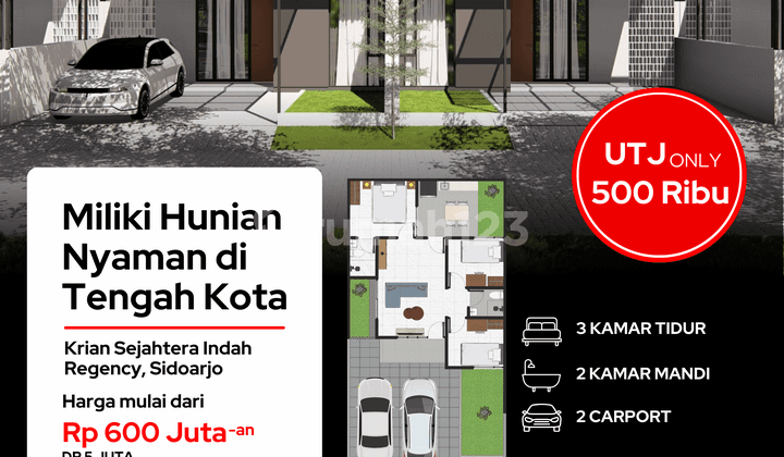 Rumah Baru Krian One Gate System, Bebas Banjir & Aman