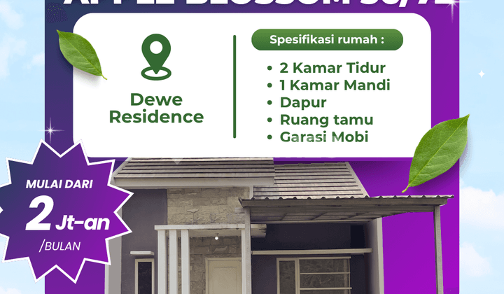 Type Apple Blossom 36/72 Blok B1-23, Harga Terjangkau Cicilan Ringan
