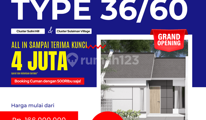 Rumah Murah Grati Pasuruan, Tipe 36/60 Cicilan 1 Jutaan