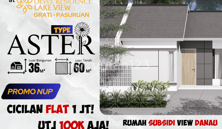 Type Aster 36/60 - Sulaiman Village Lekok Pasuruan, Rumah Adem View Danau Cicilan Flat 1 Juta!