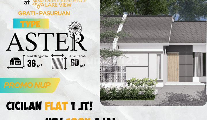 Rumah Modern View Danau - Type Aster Sulini Hill Kejayan Pasuruan, Cicilan Flat 1 Juta!