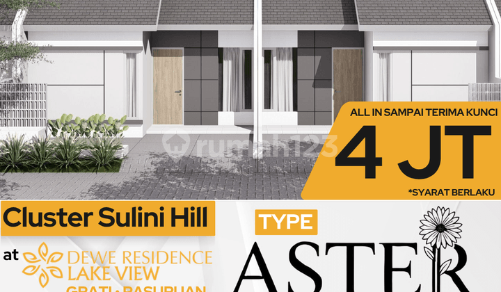 Dijual Rumah Type Aster Pasuruan View Danau,dekat akses Tol
