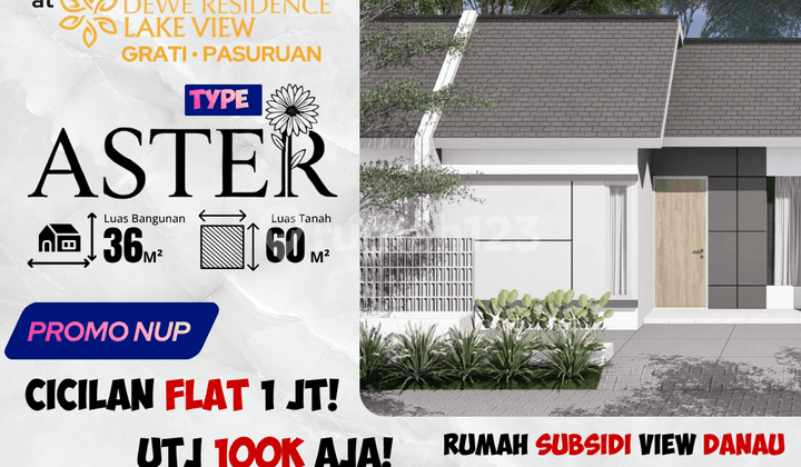 Rumah Subsidi View Danau Type Aster Sulaiman Grati Pasuruan, Cicilan Flat 1 Juta!