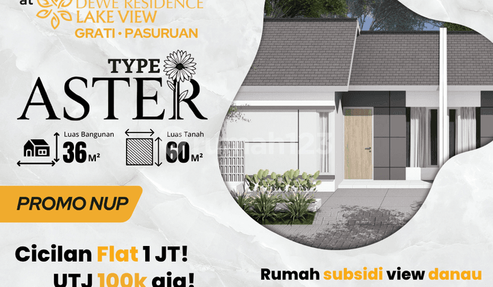 Rumah Tipe Aster View Danau Cicilan Flat 1 Jt, DP 0%