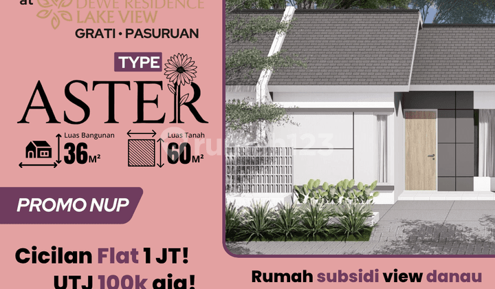 Rumah Dekat Danau Tipe Aster DP 0%, Cicilan 1 Jt Blok J2 No 04