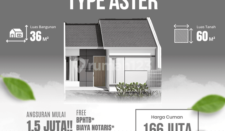 Rumah Baru Aster Grati 166Jt, Cicilan 1Jt-an, Booking 100Rb Saja