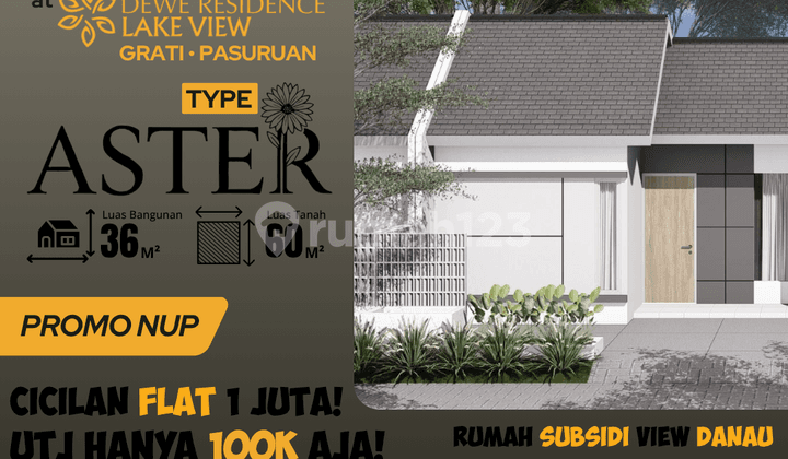 Rumah Type Aster, Dekat Tol Grati Harga Subsidi