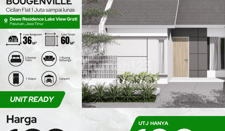Promo Rumah Tipe Aster 36/60 - View Danau, Lokasi Strategis, 3 Menit ke Tol