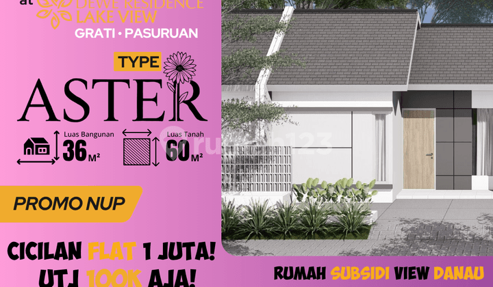 Promo Rumah Aster 36/60 View Danau, Cicilan Flat 1 Juta