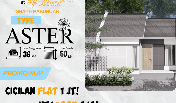 Tipe Aster 36/60 - Rumah Siap Huni DP 0, Dekat Pasar Grati