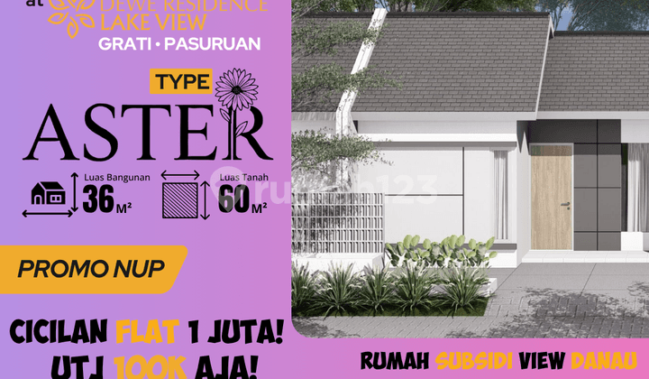 Rumah tipe Aster 36/60 Dewe Residence, Hunian Tenang View Danau