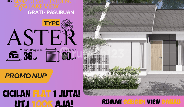 Rumah tipe Aster 36/60 Dewe Residence, Hunian Tenang View Danau
