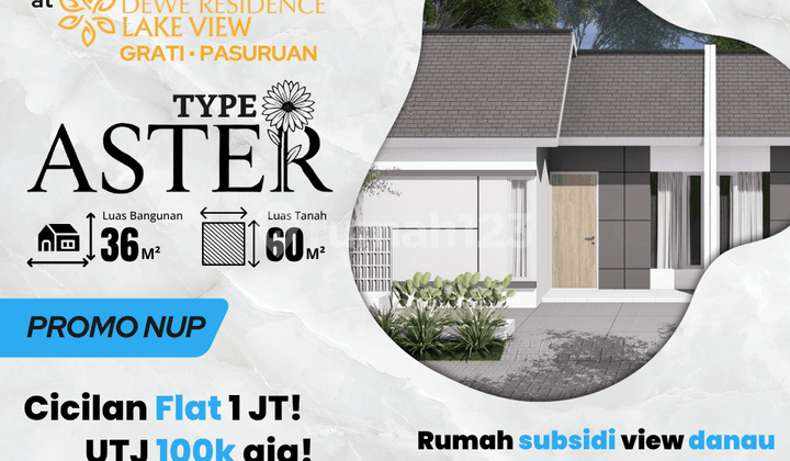 Hunian Strategis Tipe Aster Dekat Danau dan Kota
