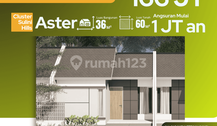 Hunian Aster 36/60, Tanpa DP, Booking Ringan 100Rb
