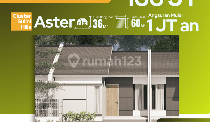 Hunian Aster 36/60, Tanpa DP, Booking Ringan 100Rb